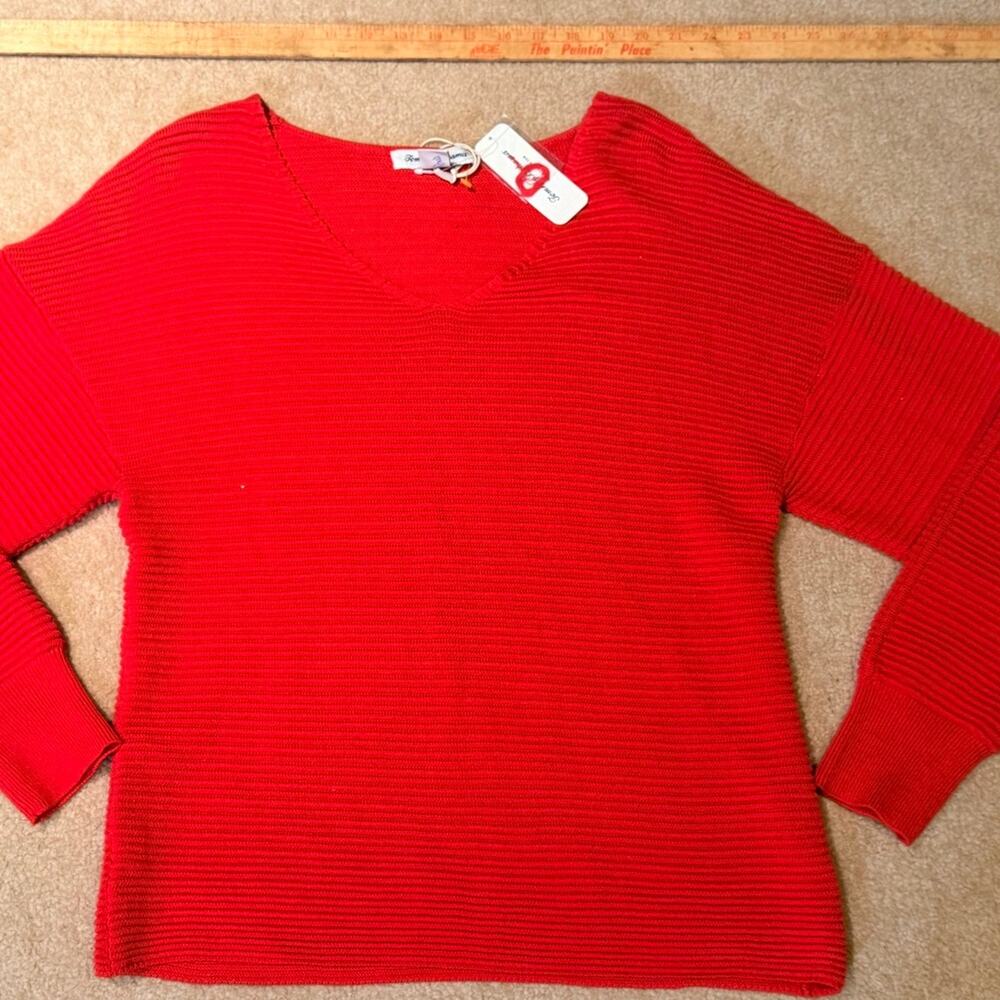 Tommy Bahama Bonita Sequin Ottoman VNeck Sweater Tango Red Women's Size M NWT